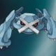 Metagross on the Pokémon Go Steel-type background.